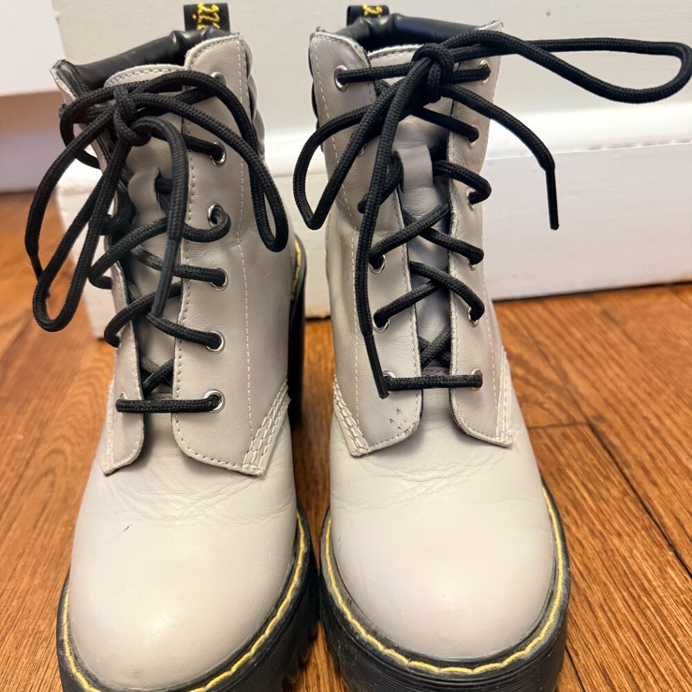 Dr. Martens Persephone Womens Grey High Block Heel Platform Ankle Boots Size US - Picture 6 of 6
